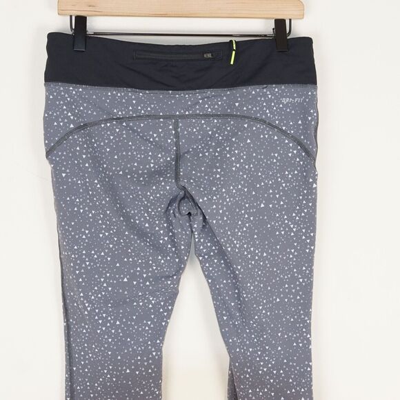 Nike Dri Fit Silver Gray Triangle Print Leggings Womens Sz L - Picture 3 of 8